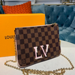 LV Double Zip Pochette Damier Ebene LV Print