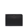 Prada Saffiano Leather Document Holder Triangle Logo Black