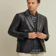 Two Button Genuine Leather Blazer