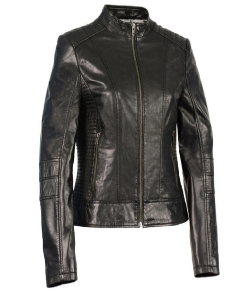 Collar Black Leather Jacket