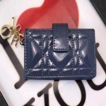 Lady Dior Calfskin Card Holder Denim Blue