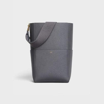 Celine Sangle Bucket Bag In Soft Grained Calfskin Grey