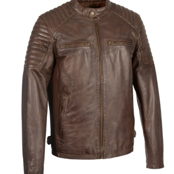 Leather Snap Collar Jacket