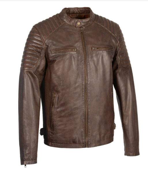 Leather Snap Collar Jacket