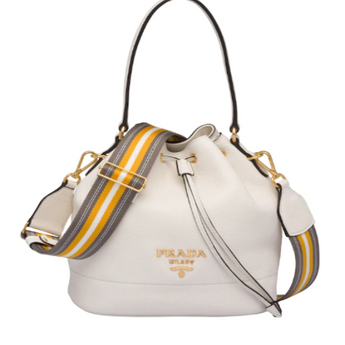 Prada Leather Bucket Bag White