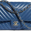 Chanel Classic Clutch With Chain – CWC Caviar Blue Silver-Toned