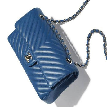 Chanel Classic Clutch With Chain – CWC Caviar Blue Silver-Toned