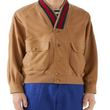 Web Trim Leather Bomber Jacket