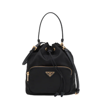 Prada Duet Fabric Shoulder Bag Black