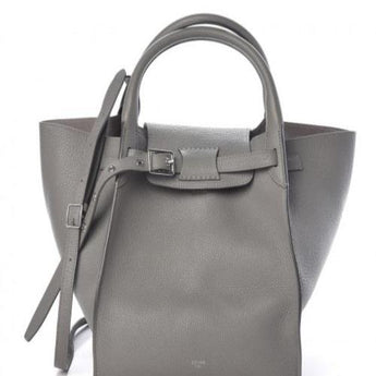 Celine Small Big Bag With Long Strap In Supple Grained Calfskin Grey