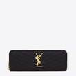Saint Laurent Monogram Zip Around Wallet Black Grain De Poudre