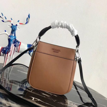 Prada Margit Leather Shoulder Bag Brown