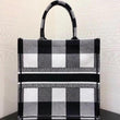 Dior Book Tote In Off-White & Black Embroidered Canvas