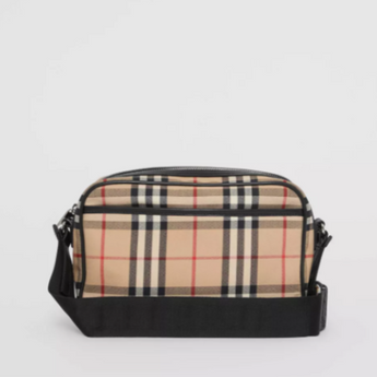 Burberry Vintage Check And Leather Crossbody Bag Archive Beige