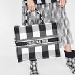 Dior Book Tote In Off-White & Black Embroidered Canvas