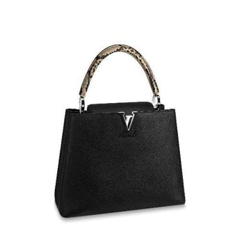 LV Capucines MM Noir Python Leather Trim