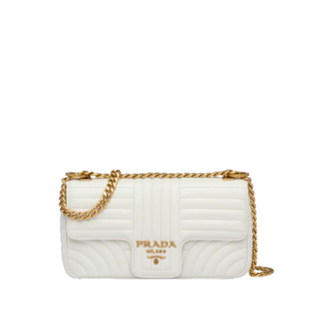 Prada Diagramme Medium Leather Bag White