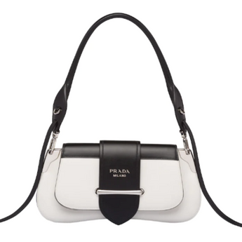Prada Sidonie Leather Shoulder Bag White / Black