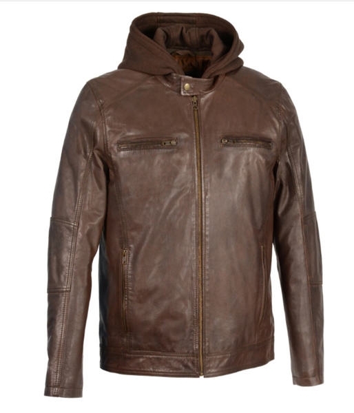 Snap Collar Leather Jacket