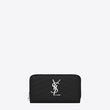 Saint Laurent Compact Zip Around Wallet Black Grain De Poudre