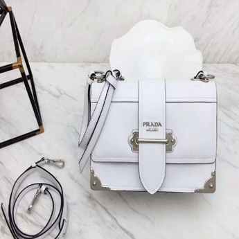 Prada Cahier Calf Leather Bag White