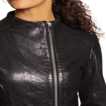 Neck Leather Jacket