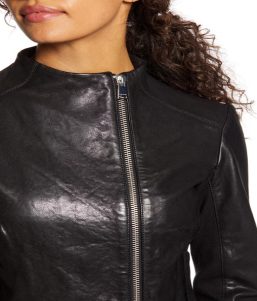 Neck Leather Jacket