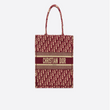 Dior Book Tote Bag In Embroidered Canvas Burgundy Dior Oblique