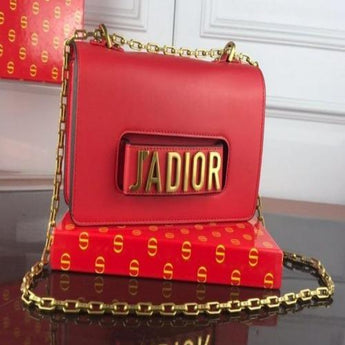 J’Adior Calfskin Flap Bag Red