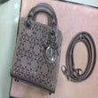 Mini Lady Dior Satin Bag Gray