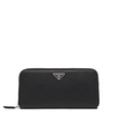 Prada Large Saffiano Leather Wallet Black Silver Hardware