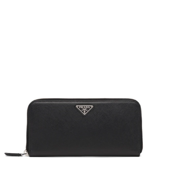 Prada Large Saffiano Leather Wallet Black Silver Hardware