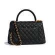 Chanel Small Flap Bag With Top Handle Black-Silver
