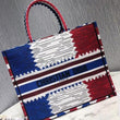 Dior Book Tote Bag Embroidered Canvas French Flag