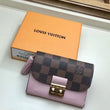 LV Croisette Compact Wallet Damier Ebene canvas w/ grained leather Magnolia