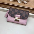 LV Croisette Compact Wallet Damier Ebene canvas w/ grained leather Magnolia