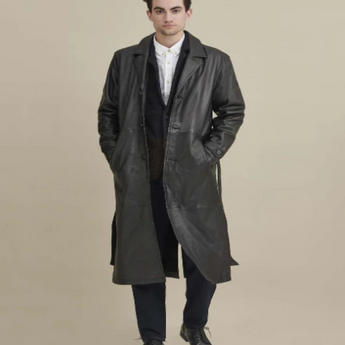 Oliver Belted Leather Trench Coat