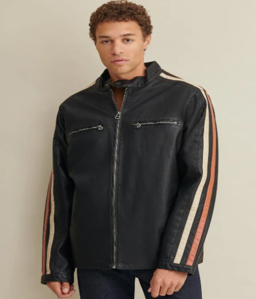 Leather Jacket with Stripe