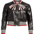Bow Leather Bomber Jacket