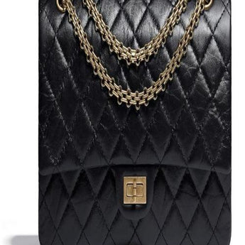 Chanel 2.55 Handbag Aged Calfskin Black