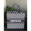 Dior Book Tote Bag In Black And White Checkered Canvas