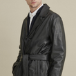 Oliver Belted Leather Trench Coat