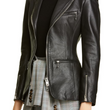 Ball Chain Peplum Leather Moto Jacket