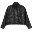 Funnel Neck Leather Jacket