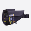 Dior Saddle Bag Navy Blue Grained Calfskin And Alex Foxton Floral