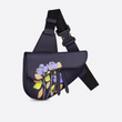 Dior Saddle Bag Navy Blue Grained Calfskin And Alex Foxton Floral