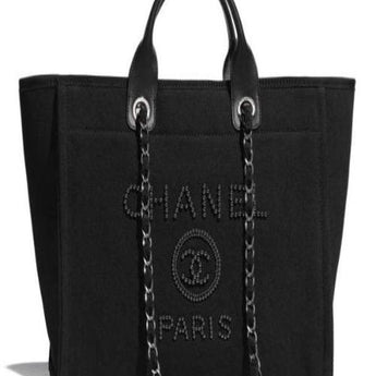 Chanel Studded Calfskin Small Deauville Tote Bag Gold-Tone