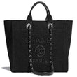 Chanel Deauville Fabric Tote Black/Gray