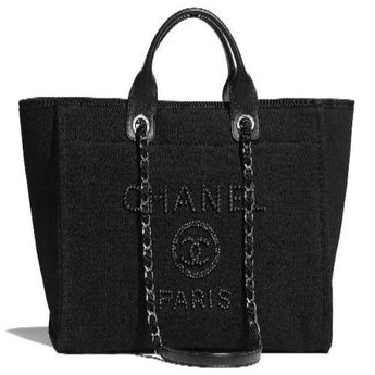 Chanel Deauville Fabric Tote Black/Gray