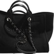 Chanel Studded Calfskin Small Deauville Tote Bag Gold-Tone